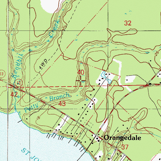 Topographic Map of Petty Branch, FL