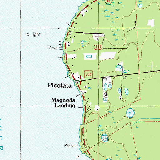 Topographic Map of Picolata, FL