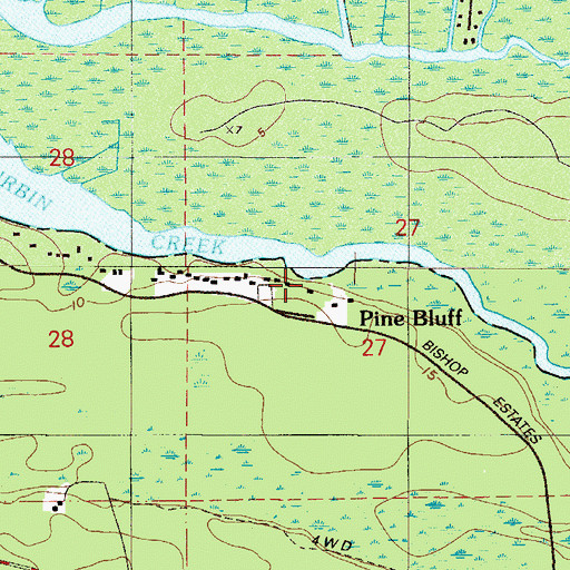 Topographic Map of Pine Bluff, FL