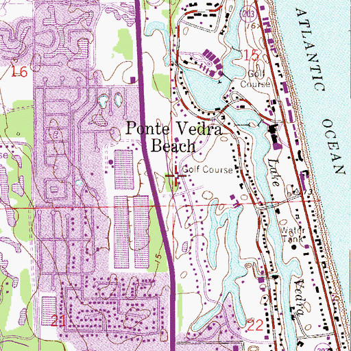 Topographic Map of Ponte Vedra Beach, FL