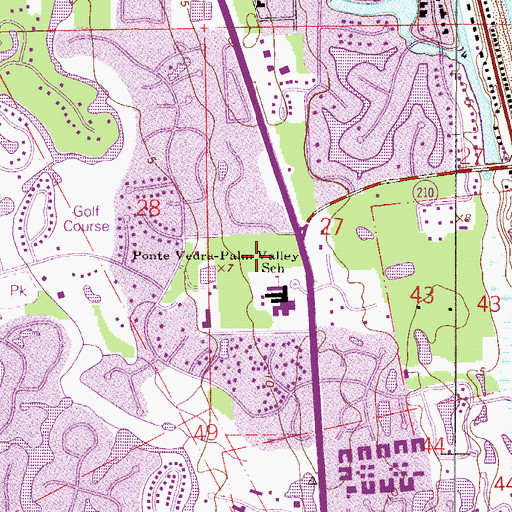 Topographic Map of Ponte Vedra Palm Valley - Rawlings Elementary School, FL
