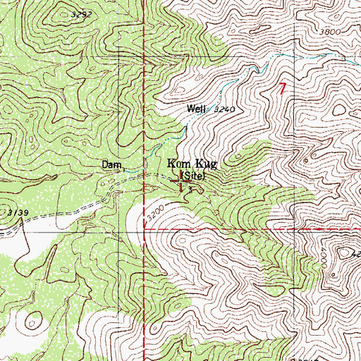 Topographic Map of Kom Kug, AZ