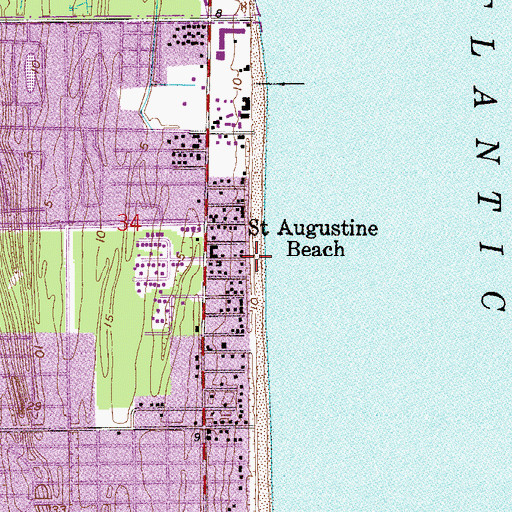 Topographic Map of Saint Augustine Beach, FL