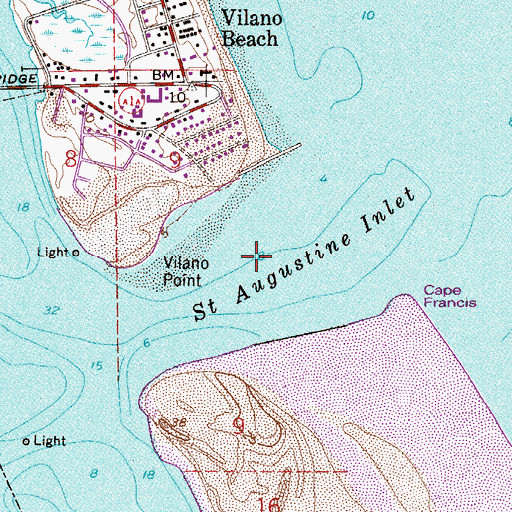 Topographic Map of Saint Augustine Inlet, FL