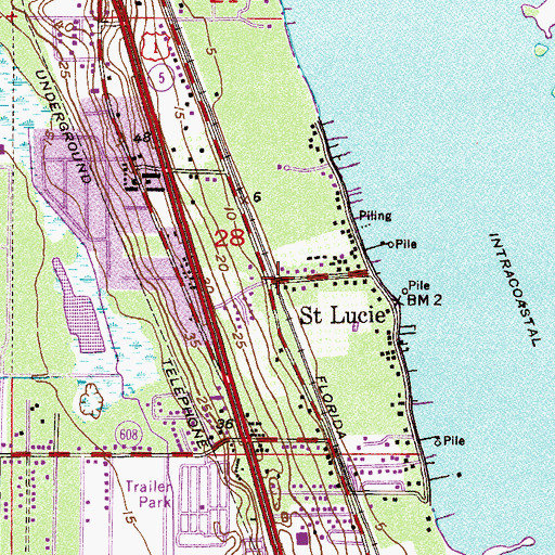 Topographic Map of Saint Lucie, FL