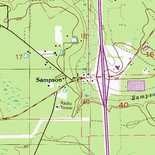 Topographic Map of Sampson, FL