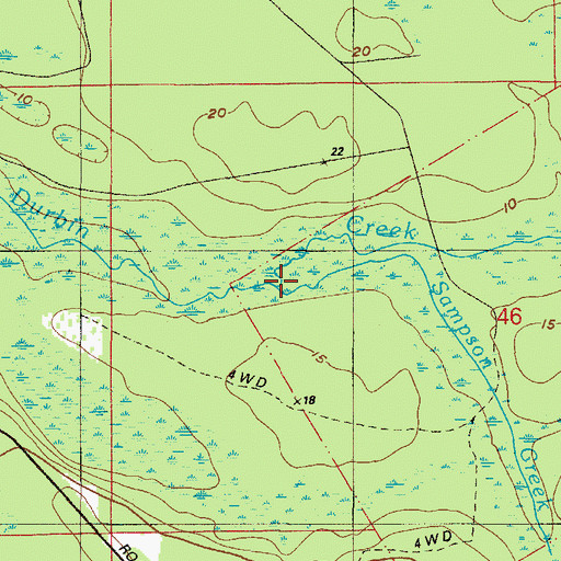 Topographic Map of Sampson Creek, FL