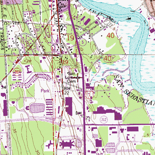 Topographic Map of San Lorenzo Cemetery, FL