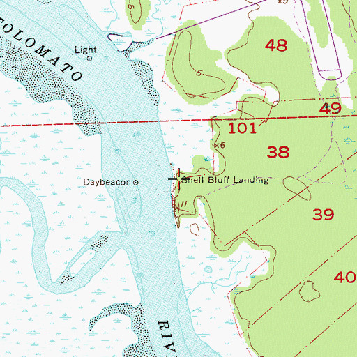 Topographic Map of Shell Bluff Landing, FL