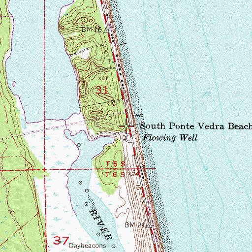 Topographic Map of South Ponte Vedra Beach, FL