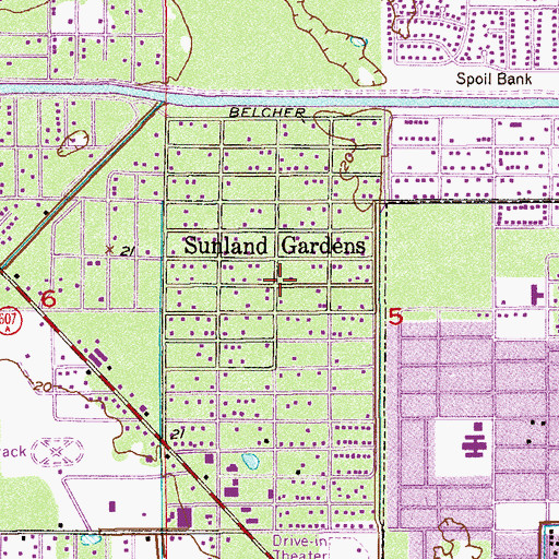 Topographic Map of Sunland Gardens, FL