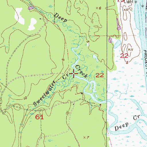 Topographic Map of Sweetwater Creek, FL