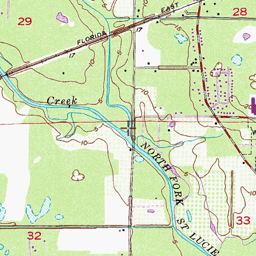 Topographic Map of Tenmile Creek, FL