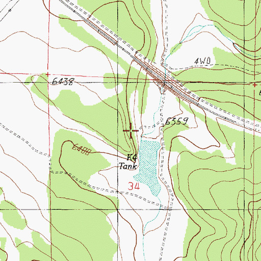 Topographic Map of K Four Ranch (historical), AZ