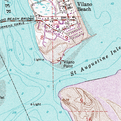 Topographic Map of Vilano Point, FL