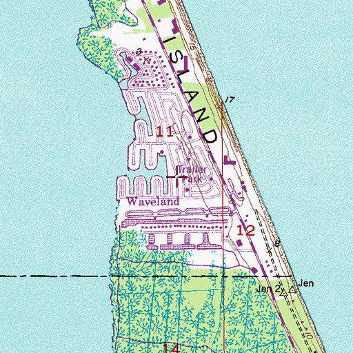 Topographic Map of Waveland, FL