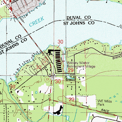 Topographic Map of Wesley Manor Retirement Village, FL