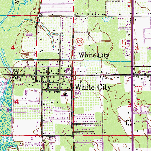Topographic Map of White City, FL