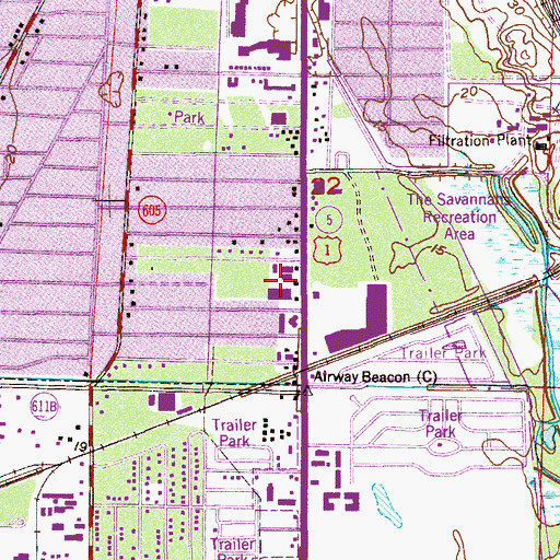 Topographic Map of Center West Shopping Center, FL