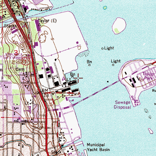 Topographic Map of Fort Pierce Inlet Center Range Front Light, FL