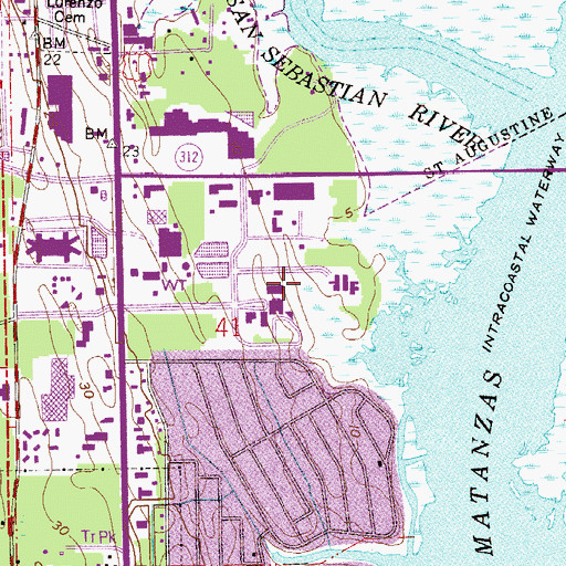 Topographic Map of Flagler Hospital, FL