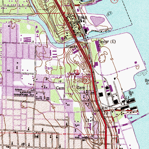 Topographic Map of Fort Pierce Cemetery, FL
