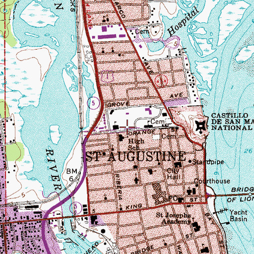 Topographic Map of Louise Wise Library - Flagler College, FL