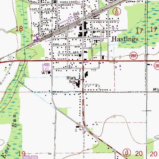 Topographic Map of Hastings Elementary/Middle School, FL