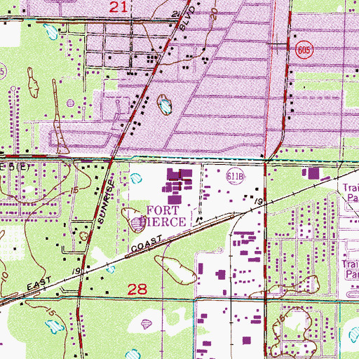 Topographic Map of Fort Pierce Central High School, FL