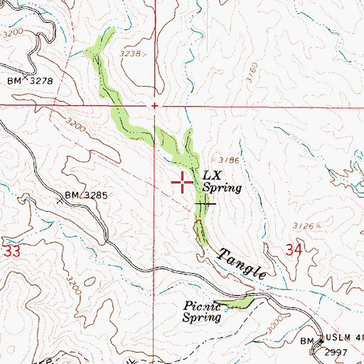 Topographic Map of LX Spring, AZ