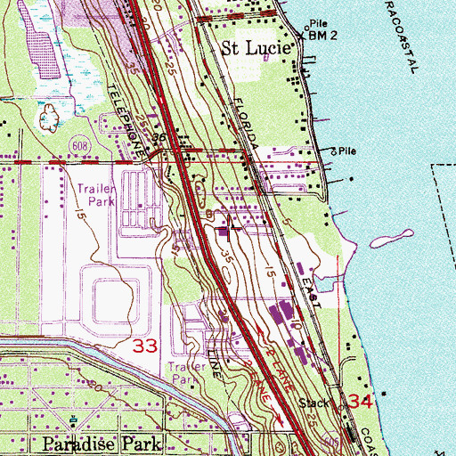 Topographic Map of Saint Lucie Primary, FL