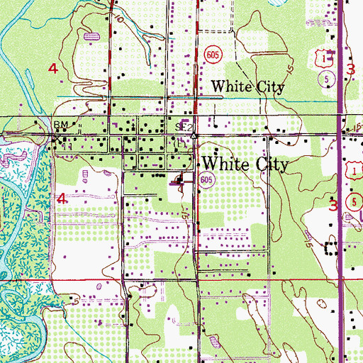 Topographic Map of White City Elementary School, FL