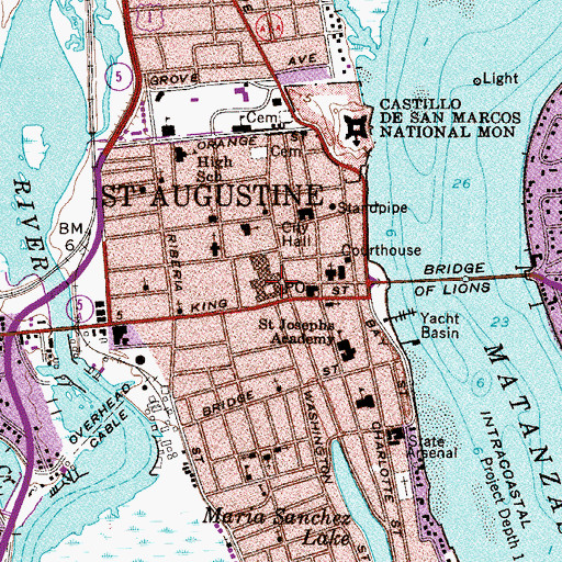 Topographic Map of Flagler College, FL