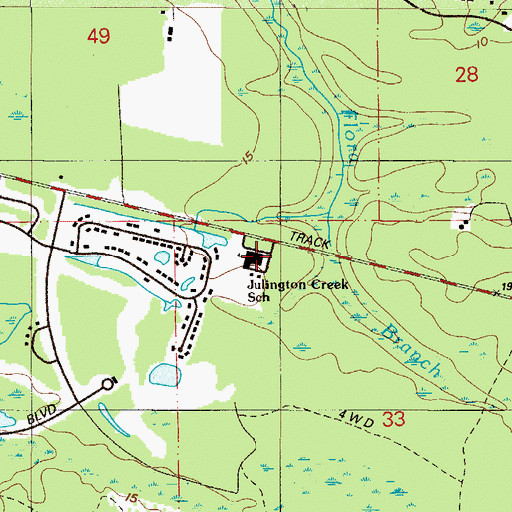 Topographic Map of Julington Creek Elementary School, FL