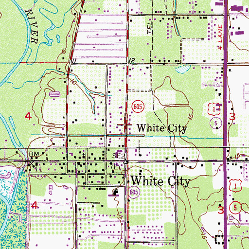 Topographic Map of First Baptist Church of White City, FL