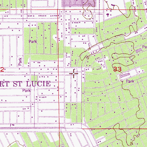 Topographic Map of Saint Lucie Catholic Church, FL