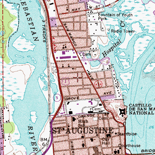 Topographic Map of Memorial Presbyterian Church, FL