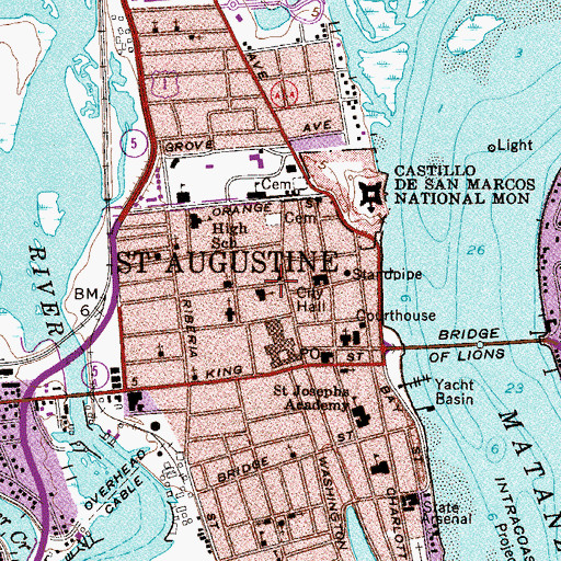 Topographic Map of Saint Augustine Church of God, FL