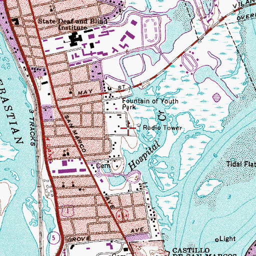 Topographic Map of Mission of Nombre de Dios, FL