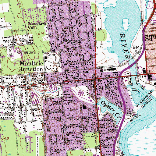 Topographic Map of Moultrie Baptist Church, FL