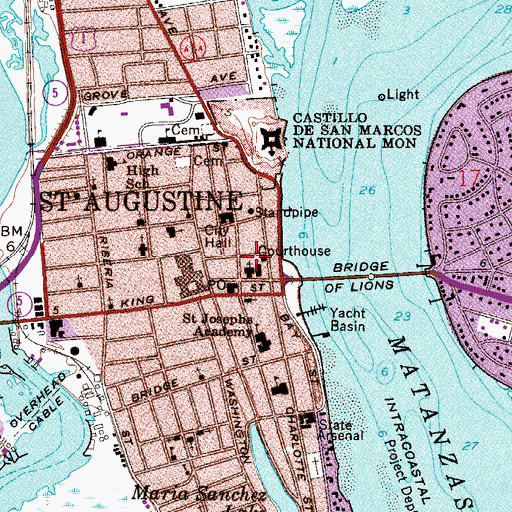 Topographic Map of First Baptist Church, FL