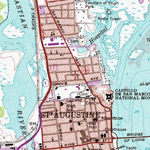 Topographic Map of Nombre de Dios (historical), FL