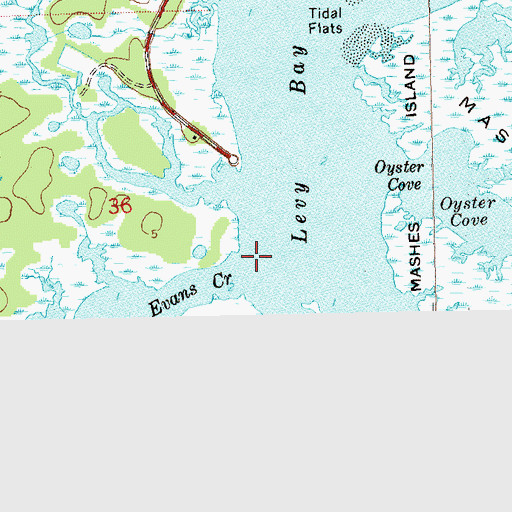 Topographic Map of Evans Creek, FL