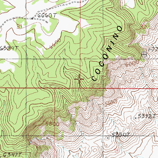 Topographic Map of Coconino Rim, AZ