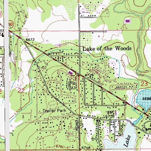 Topographic Map of Lake of the Woods, AZ