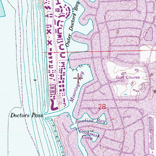 Topographic Map of Moorings Bay, FL