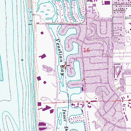 Topographic Map of Venetian Bay, FL