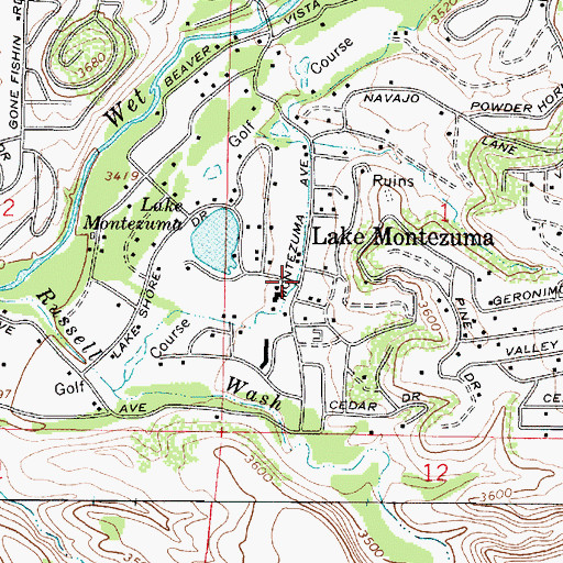 Topographic Map of Lake Montezuma, AZ