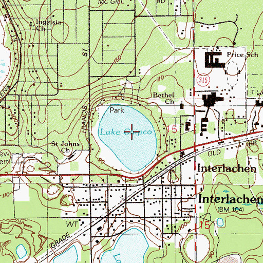 Topographic Map of Lake Chipco, FL