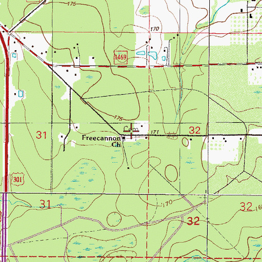 Topographic Map of Free Canaan United Methodist Church, FL